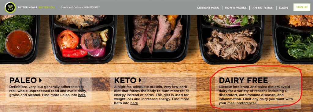 Factor75 dairy-free options