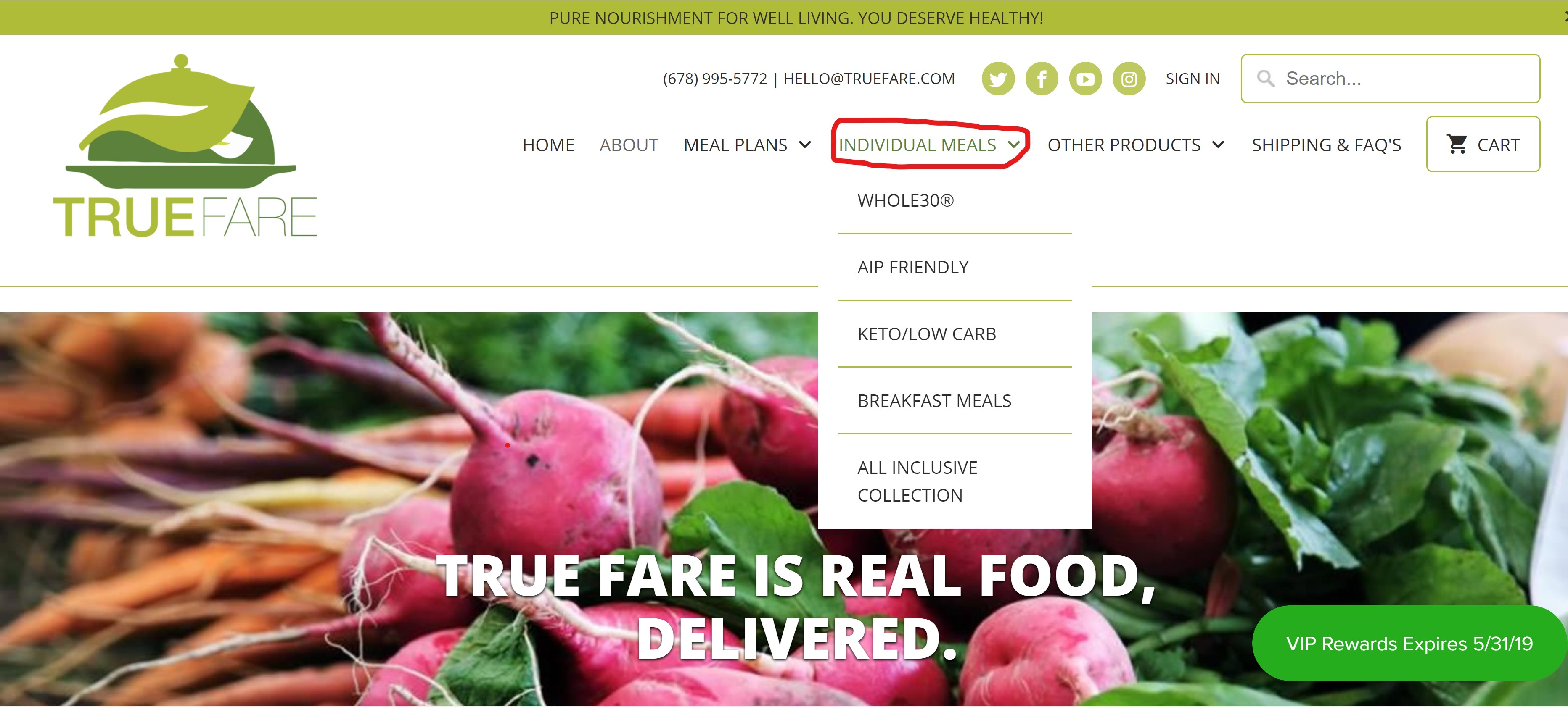 True Fare offers individual meals